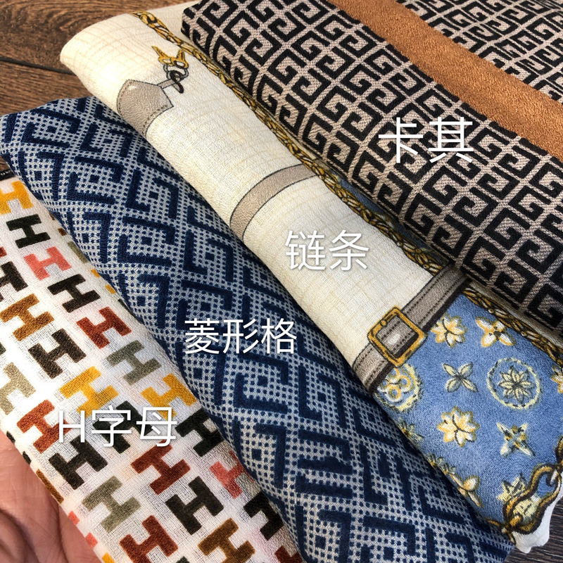 出口棒子可搭配韩范复古图案围巾