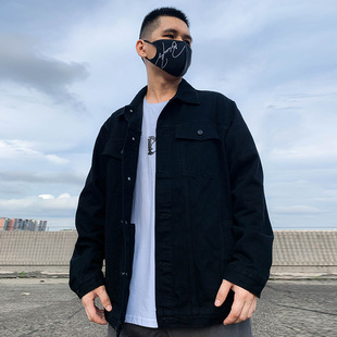 2025新款 羊羔绒黑色牛仔外套大码 男装 加肥加大胖子夹克宽松秋冬季
