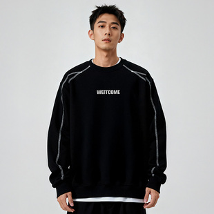 【加绒加厚】300斤大码男装加肥加大款圆领胖子加绒加厚卫衣秋冬