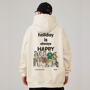 卫衣男连帽纯棉高街加绒秋冬 复古嘻哈加肥加大码 2026新款 重磅美式