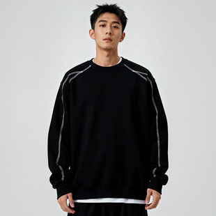 加绒加厚 潮加肥加大码 300斤大码 美式 加绒加厚卫衣秋冬季 男装