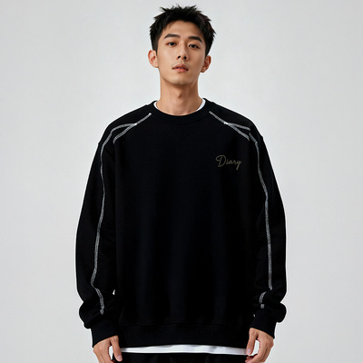 300斤大码男装加厚加绒美式潮牌卫衣男款圆领胖子加肥加大码外套