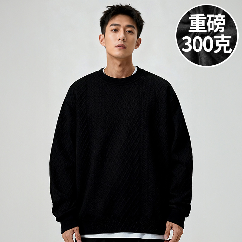 300g重磅美式宽松胖子T恤2025新款打底衫长袖加肥加大码男装春秋