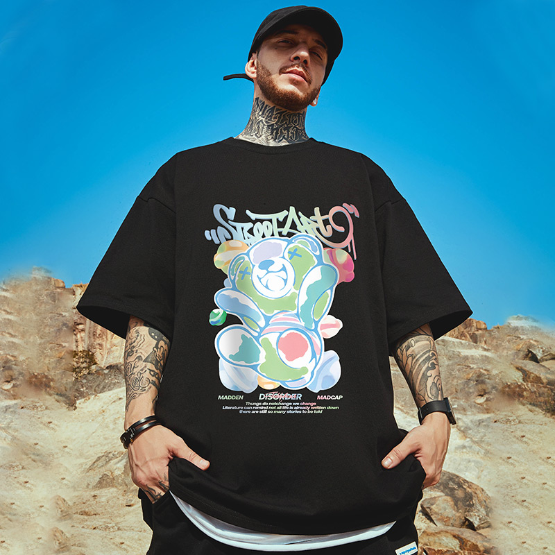 五分袖潮流印花大码宽松