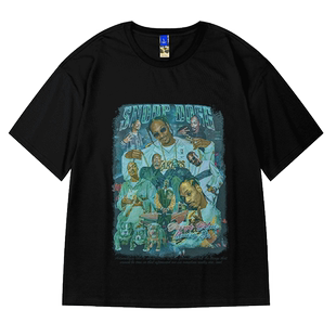 美式oversize短袖t恤男潮加肥加大码男装情侣bf宽松纯棉半袖潮流