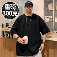 2026 New American Waffle Men's heavyweight T-shirt for overweight, short sleeve, overweight and plus-size men's half-sleeved summer thumbnail 4