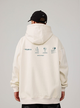 港风美式重磅大码卫衣男装连帽加肥加大宽松加绒初秋冬季胖子外套