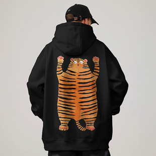 宽松做旧卫衣纯棉秋冬款 重磅复古胖子男装 连帽美式 港风加肥加大码