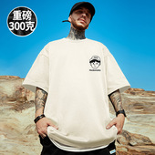 日系300g重磅美式 男潮 黑色圆领纯棉简约半袖 复古短袖 t恤街头大码