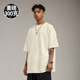 短袖 T恤大码 男装 300克杏色重磅复古纯色打底衫 加肥加大半袖 胖子夏