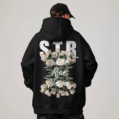 300斤潮牌加肥加大码 国潮胖子卫衣加绒带帽外套秋冬季 男装 连帽衫