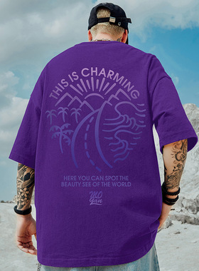 2025新款青少年短袖国潮胖子男装潮牌体T恤宽松大码半袖衣服夏装