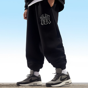 运动裤宽松束脚加肥加大码裤子男潮卫裤长裤胖人束脚裤春夏季薄款