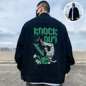 牛仔夹克复古胖子宽松休闲外套男秋款 男装 重磅加肥加大码 2026新款