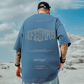 半袖 oversize美式 嘻哈宽松短袖 T恤五分男款 重磅潮牌胖子男装 大码