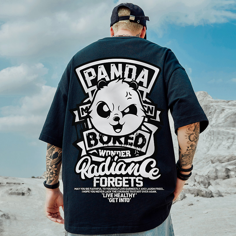 五分袖熊猫头大码宽松