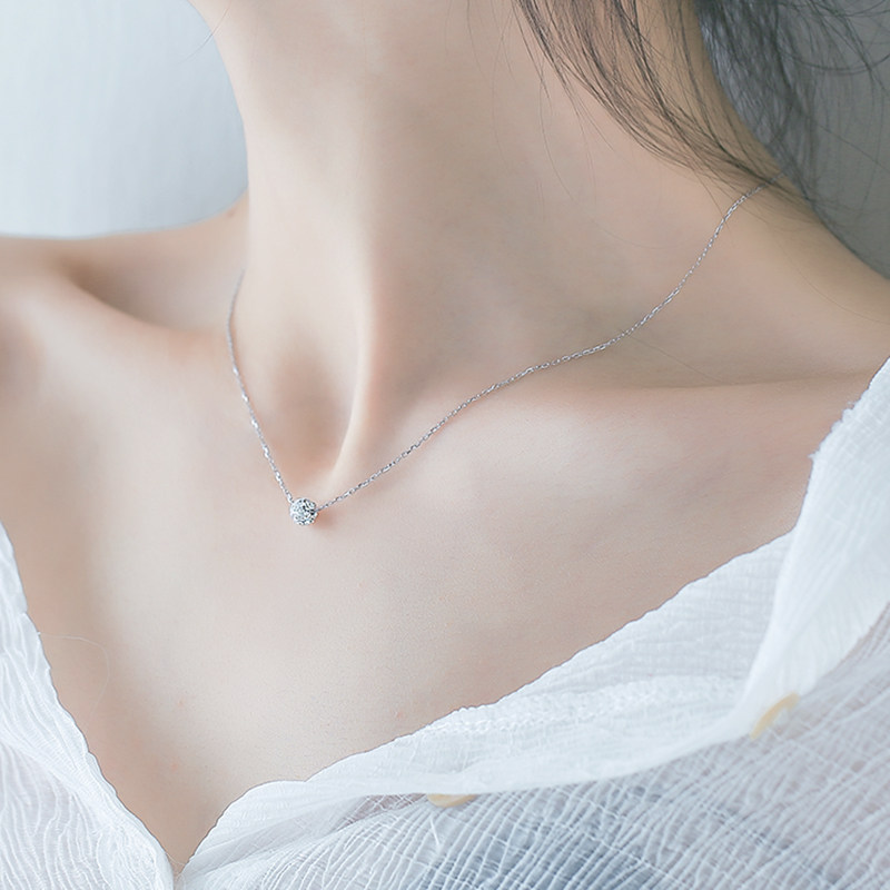 菱格s925银闪钻圆球项链女日韩简约气质转运珠小众锁骨链网红ins在类目 饰品/流行首饰/时尚饰品新, 项链中 - 来自Buy2taobao.com提供专业的淘宝代购服务