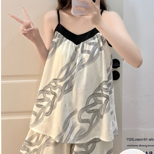 夏季新款吊带睡衣女云朵棉甜美少女休闲小清新可外穿两件套带胸垫