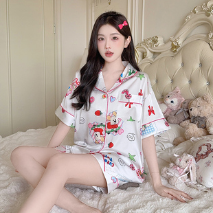 休闲两件套装 双口袋2026睡衣冰雪丝家居服女夏季 宿舍甜美少女短袖