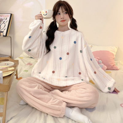 珊瑚绒睡衣女春秋冬季加厚加绒