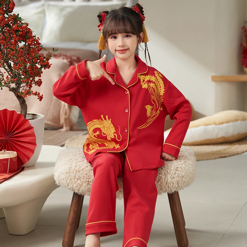 女童儿童睡衣春秋季纯棉长袖薄款