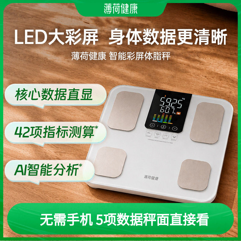 薄荷健康智能体脂秤彩屏直显AI智联健身减脂期用体重秤蓝牙图片