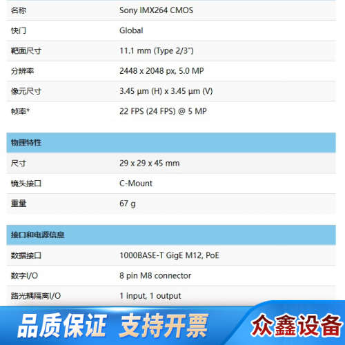 LUCID TRI050S-CC 5百万 彩色工业相机.Tr