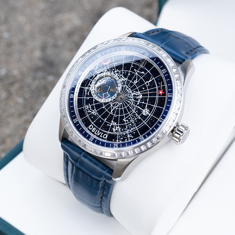 OBLVLO欧宝罗时尚潮流夜光机械表星空创意十二星座手表男