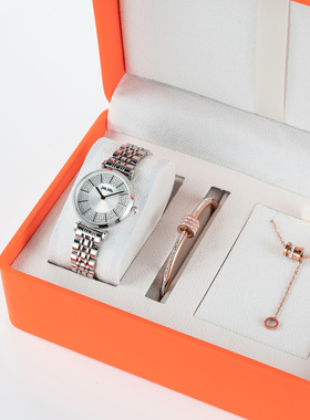 FolliFollie欧美满天星镶钻手表防水玫瑰金钢带石英女套盒