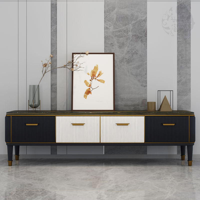 新中式现代简约实木电视柜家具白蜡木大理石电视柜客厅卧室落地柜