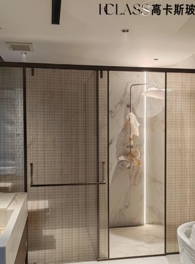 高端夹丝钢化玻璃酒店钢化淋浴间干湿分离玻璃隔断屏风可移动门