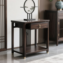 新中式实木小方几乌金木禅意客厅沙发边几角几阳台休闲方形小茶桌