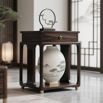 新中式乌金木沙发角几方形小方桌