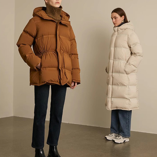 高端95白鹅绒羽绒服女宽松收腰显瘦2023年新款冬季加厚连帽面包服