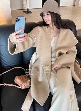 时尚短款双面羊绒大衣女小个子2025新款羊毛翻领冬季毛呢外套韩系