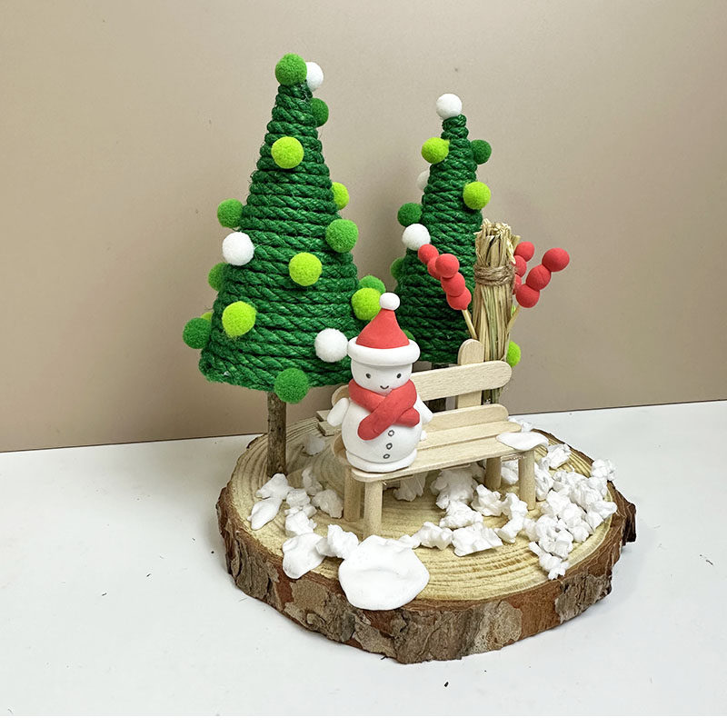 冬季环创手工材料包幼儿园亲子活动冬天树枝废物利用diy元旦雪人