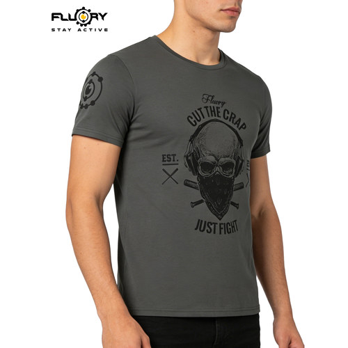FLUORY火垒骷髅短袖棉T恤 舒适修身泰拳搏击男士运动半袖T恤