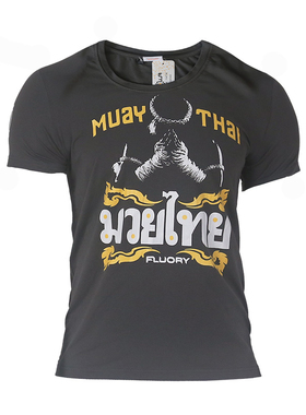 FLUORY火垒泰拳短袖T恤 纯棉舒适修身格斗搏击成人运动印花T恤