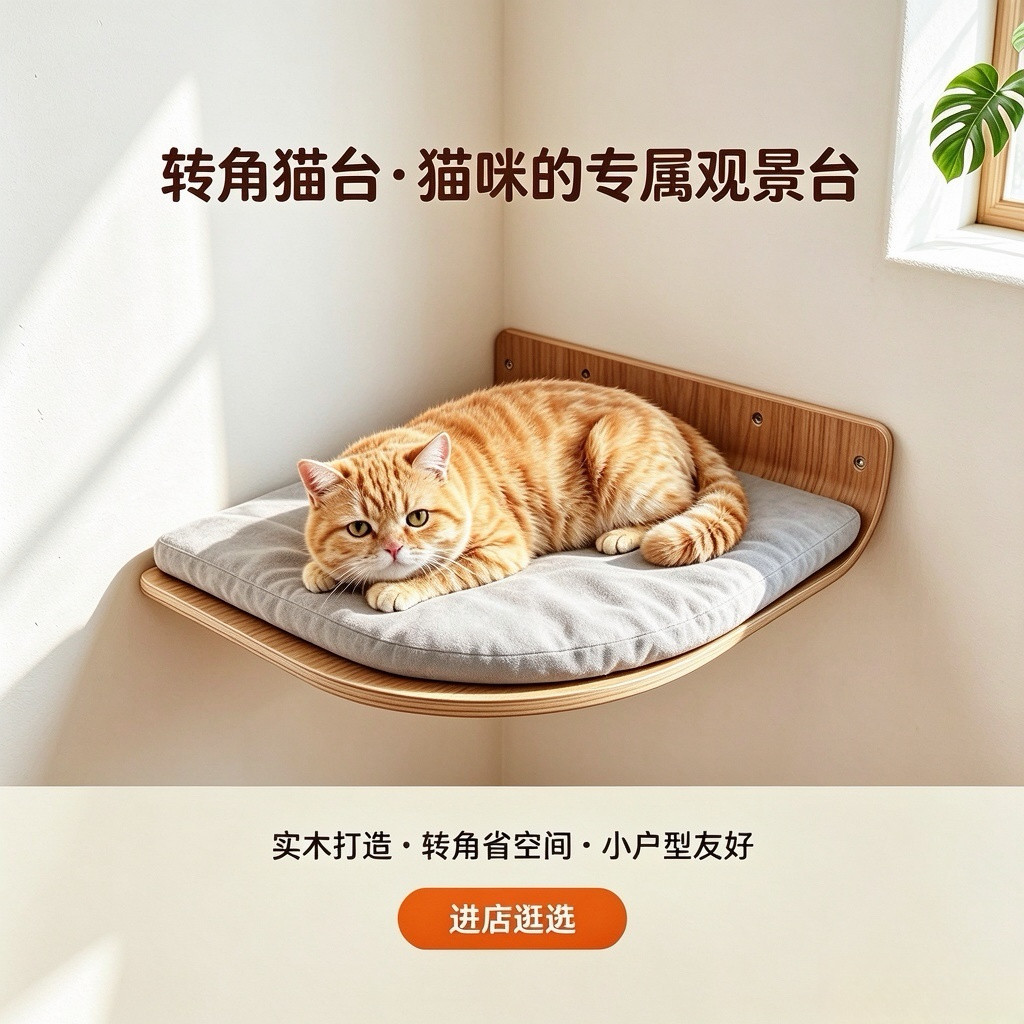 实木壁挂转角猫爬架小户型墙角