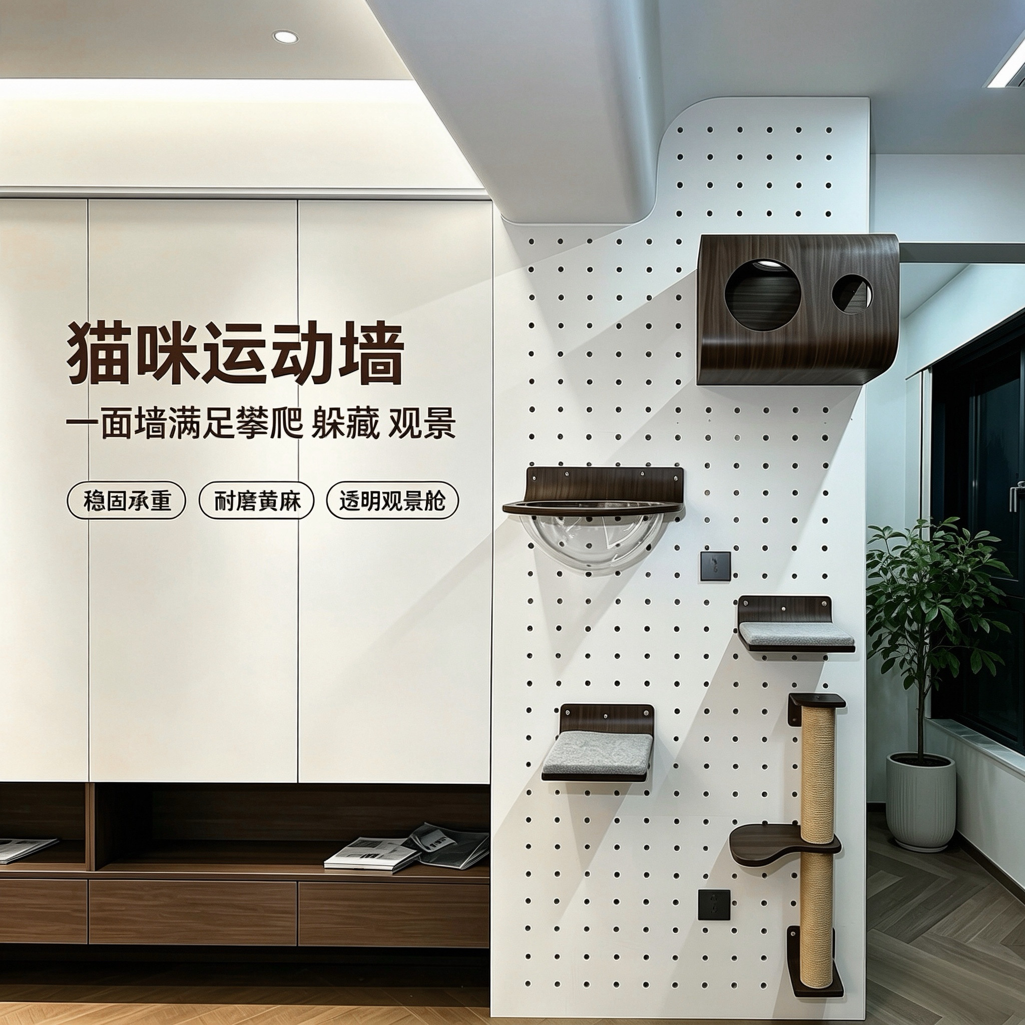 实木墙壁式猫爬架省空间小户型