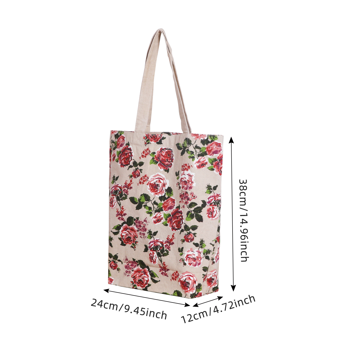 帆布包印花手提袋女大容量购物袋书籍收纳袋便携通勤百搭单肩包