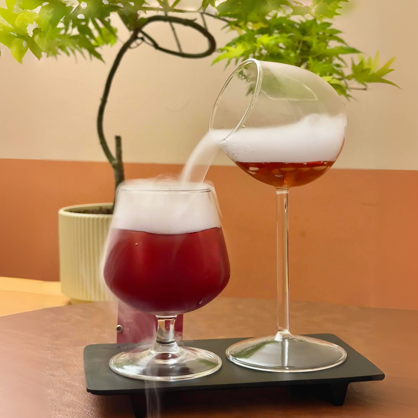 斜口烟雾豌豆射手杯特调咖啡酒杯