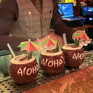 酒吧聚采 椰子造型陶瓷tiki杯 椰林飘香鸡尾酒杯 tiki杯 陶瓷杯