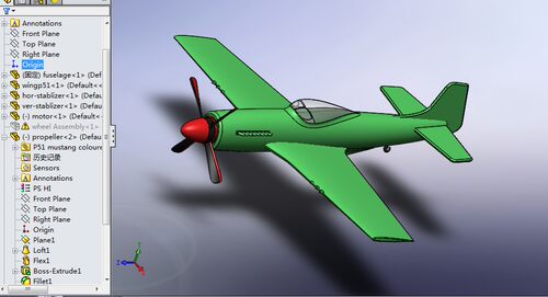 P-51野马战斗机模型3D图纸 SolidWorks设计 附IGS格式