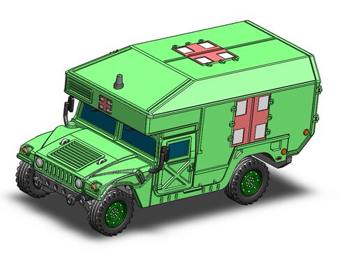 1比48悍马救护车模型3D图纸 Solidworks设计 附IGS STEP格式