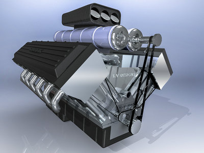 S.V. Designs V12发动机3D模型图纸 汽车引擎 step igs 机械设计