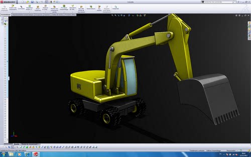 CAT四轮挖掘机模型3D图纸 SolidWorks设计 挖土机数模