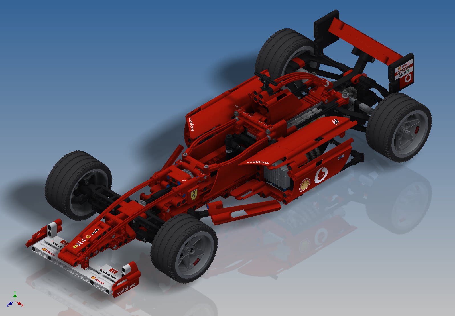 ferrari f1赛车1比10lego三维建模图纸8386 inventor设计 stp格式