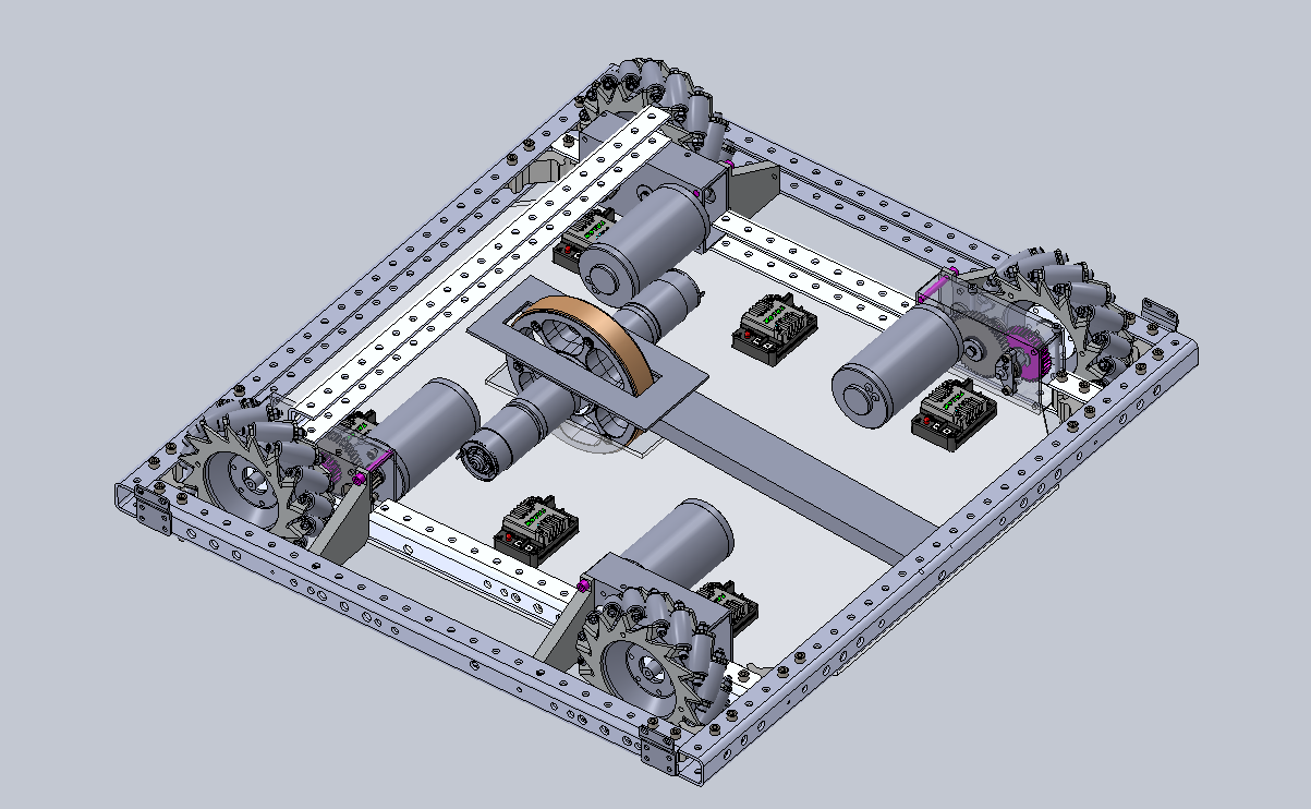 frc麦克纳姆轮平台机器车三维建模图纸 solidworks2013设计