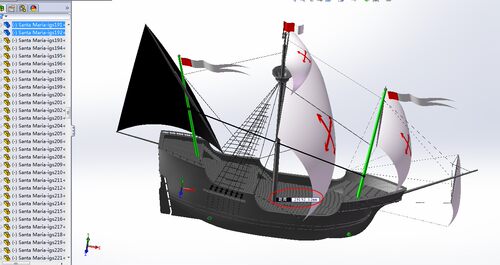 Santa Maria帆船设计图纸 AutoCAD2010 iges和dwg格式 船舶3D建模